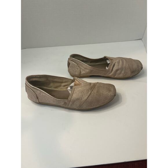 Toms Classic Alpargata Flat Gold Sparkle Canvas  Slip On Loafer Sz 7.5 - Picture 2 of 8